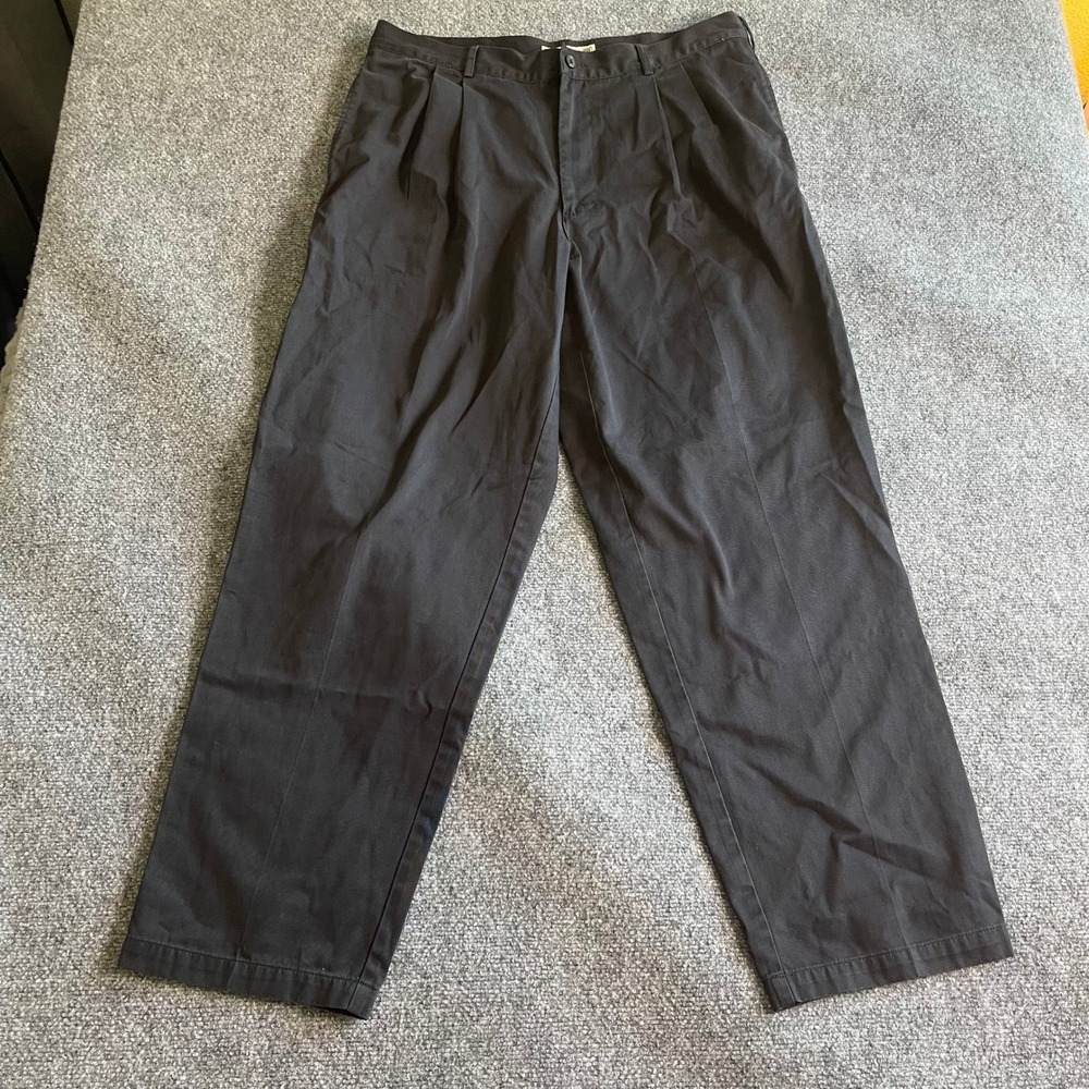 Structure Mens Black Pleated Chino Pants‎ 38x32 Vintage Cotton Twill Trousers